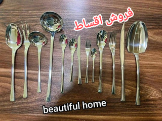 سرویس قاشق و چنگال درجه یک 24 نفره 120 پارچه دهانه اروپایی نقره ای یونیک آلمان اصلی ۵ میل ضخیم (بدون چمدون)